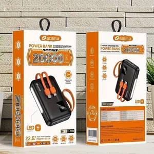 Banco de energía portátil de 20000mAh al por mayor, cable integrado de alta capacidad, pantalla LED, carga rápida para uso móvil en exteriores - Product Image 3