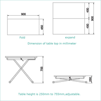 Table basse multifonctionnelle en bois pour la maison, transformable en table à manger
