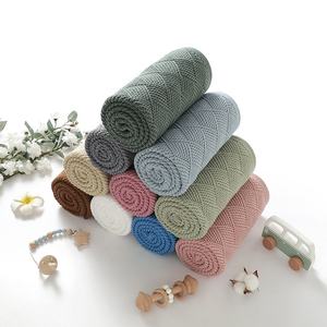 Xiti ผ้าห่มเด็ก<span class=keywords><strong>สี</strong></span>ทึบทอสบายกลางแจ้งหนาอบอุ่นผ้าห่มห่อตัวทารกผ้าห่มถักลายสก๊อต - Product Image 2