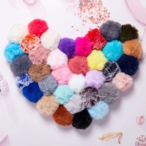Gros Grand Faux <span class=keywords><strong>Pompon</strong></span> Rouge Argent Rose Boule Boule de Fourrure Boule de Fourrure <span class=keywords><strong>Pompon</strong></span> Porte-clés Boules Bouffantes - Product Image 3