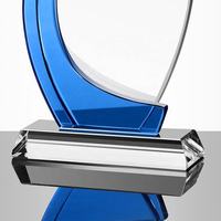 Trophée personnalisé en verre cristal massif avec base, impression UV, poli, pour événements d'entreprise, cadeau d'affaires, souvenir, récompense