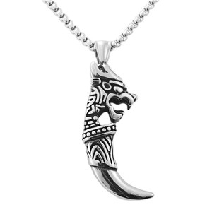 yunnique Stainless Steel Lion Fang Pendant Men's Necklace Retro <b>Punk</b> Style Animal Shape Fashion Jewelry 19051 - Product Image 5