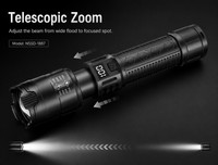 Lampe torche tactique LED haute puissance, ultra-lumineuse, IP54, mise au point réglable, faisceau de 200-300 m, charge USB, camping, pêche