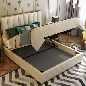 Muebles de almacenamiento de <span class=keywords><strong>dormitorio</strong></span> doble de gran capacidad de estilo europeo, caja de cama de madera de lujo ligera, cama de boda suave, productos transfronterizos - Product Image 2