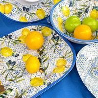 Plateaux à croustilles et à trempette en gros en usine Assiette à collation en mélamine au design citron à prix abordable Utilisation quotidienne moderne