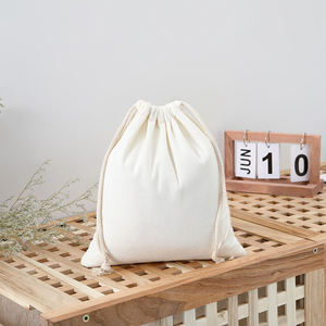 Bolsa Ecológica de Muselina de Algodón Orgánico, Bolsa Promocional de Tela Calicó Blanca con Cordón y Logotipo Impreso - Product Image 5