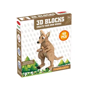Creative cartoon kangaroo model 3d animal educational eva foam diy jigsaw puzzle game toys for children