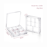 Palette à paupières vide en plastique recyclable entièrement transparente personnalisée avec couvercle rabattable, emballage de maquillage carré portable