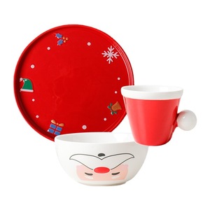 New Creative Holiday Gift Ceramic <b>Dinnerware</b> Set Teacup Salad Bowl Steak Plate Two-color Christmas Cutlery - Product Image 1
