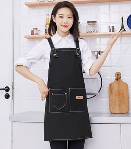 Tablier de cuisine personnalisé en toile, tablier rouge pour barista, tabliers de cuisine coréens en coton - Product Image 3