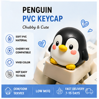 Capuchons de touches de clavier en PVC souple 3D personnalisés avec logo, faible MOQ, motif pingouin mignon