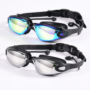 Swimming Goggles With Silicone Headband Anti-Fog Electroplated Lenses Universal Adult Use - Product Image 1