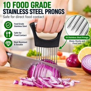 Support de découpe d'oignon en acier inoxydable, guide de découpe de légumes, outil de découpe de viande, aiguille pour attendrir la viande, support de découpe alimentaire, gadget de cuisine - Product Image 3
