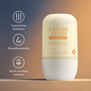Déodorant Roll-On Flora Ruby 50ml Anti-transpirant Naturel Fraîcheur Longue Durée des Aisselles Thé Vert Grenade Camomille - Product Image 3