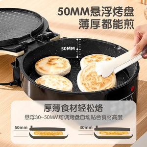 Parrilla Eléctrica de Contacto de 1300W con Superficie Antiadherente Profunda para Desayunos y Asados - Product Image 4
