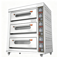 Four à sole électrique commercial à 3 niveaux et 6 plateaux, commande par bouton, en acier inoxydable, pour la cuisson du pain, des gâteaux et des pizzas