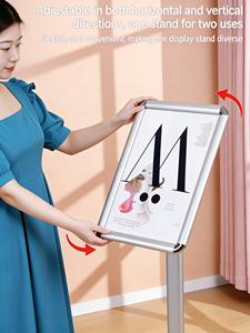 Soporte Profesional para Menús, Marco de Aluminio Plateado, Altura Fija de 103 cm, Uso Horizontal o Vertical - Product Image 3