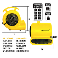 Airguru 1/2Hp 1000Cfm Air Mover Sèche-tapis Ventilateur de sol pour la restauration des dommages causés par l'eau et le séchoir à cage pour animaux domestiques