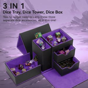 MIO Venta al por mayor de fábrica: Caja y estuche de almacenamiento portátil 3 en 1 de cuero PU y forro de franela para dados, torre de dados y accesorios de DND RPG, ideal para regalo. - Product Image 5