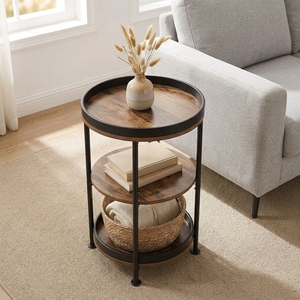 Livingroom Furniture Supplier E1 P2 Engineered Wood <b>End</b> <b>Table</b> with Storage Shelf, Side for Wholesale - Product Image 1