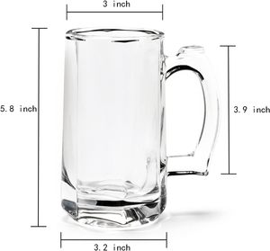 Verres à bière en verre épais sans plomb de 500 ml avec poignée, personnalisables, solutions classiques, MOQ abordable, compatibles lave-vaisselle - Product Image 4