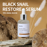 Sérum de restauration de mucine d'escargot noir anti-rides éclaircissant de marque privée
