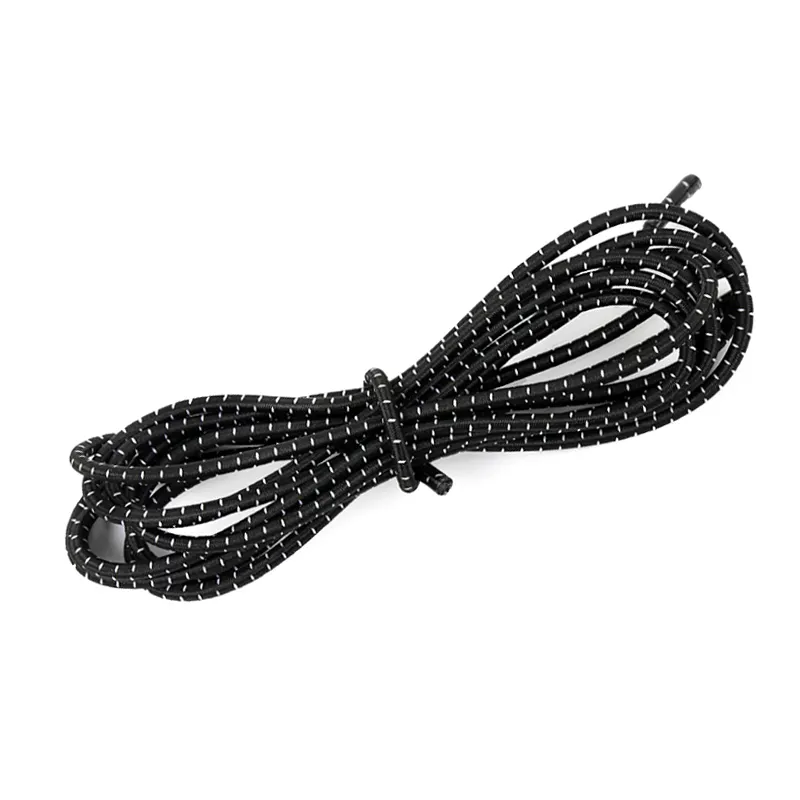 Venta al por mayor stock de alta calidad negro con puntos blancos cuerda elástica/Cordón de Nylon envuelto caucho/elástico bungee cord