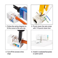 Red modular sin blindaje Punch Down RJ45 Keystone Jack Toolless Cat 5E y Cat6a Conectores Ethernet UTP de 90 grados