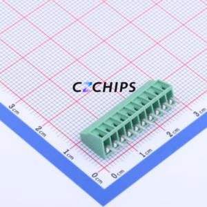 DB125-2.54-10P-GN-S Screw Terminal Block Through hole Component (THT),P=2.54mm Connector 1x10P 2.54mm Green Through Hole - Product Image 1