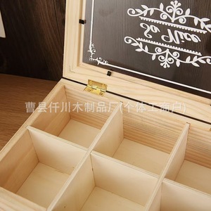 Caja de Almacenamiento de Escritorio de Madera Maciza con Seis Compartimentos, Tapa Acrílica, Organizador de Joyas, Color Natural, Rectangular - Product Image 3