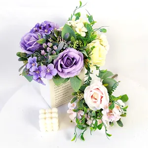 YIWAN-Hortensia artificial para decoración del hogar, rosa de seda de flores de Fénix para boda, hotel, interior y exterior, venta al por mayor