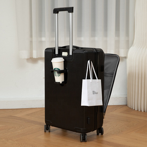 Bagage de <span class=keywords><strong>cabine</strong></span> personnalisé, chariot de voyage <span class=keywords><strong>avec</strong></span> <span class=keywords><strong>chargeur</strong></span> <span class=keywords><strong>USB</strong></span> et porte-gobelet, <span class=keywords><strong>valise</strong></span> portable, bagage de travail pour femme et homme - Product Image 2