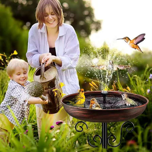 Bain d'oiseau en fer classique bol de bain d'oiseau autoportant avec statue d'oiseau ornements de jardin et décorations - Product Image 1