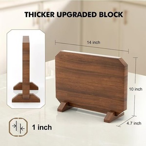 Porte-couteaux en bois massif, support magnétique double face pour couteaux, base verticale multifonctionnelle en bois pour couteaux de cuisine. - Product Image 4