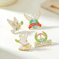 Bros Enamel Paduan Logam Perdamaian Dunia Motif Daun Zaitun Pola Bumi Pin Kerah Aksesoris Pakaian Pin Dekoratif Perhiasan Hadiah