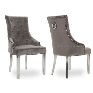 <span class=keywords><strong>Chaise</strong></span> de <span class=keywords><strong>salle</strong></span> <span class=keywords><strong>à</strong></span> <span class=keywords><strong>manger</strong></span> de luxe en velours Knocker Head avec anneau de traction au dos - Product Image 2