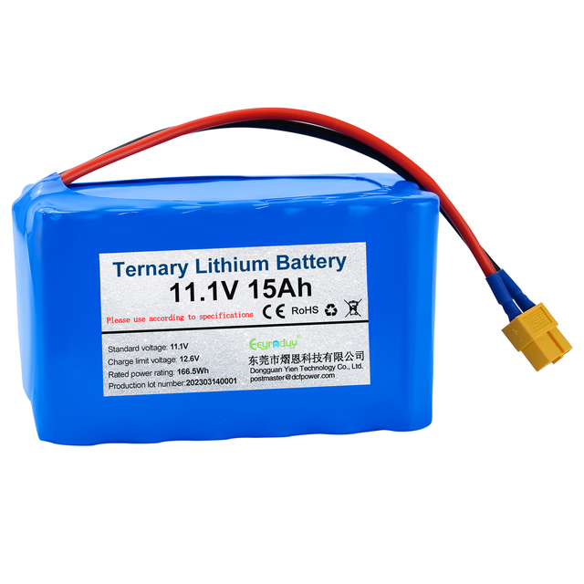 18650 15Ah 11.1V 3S6P NCM Cathode 500 Cycles Custom Lithium Battery Pack BMS 12-Month Warranty -20-60 for Medical Devices
