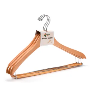 high quality cheap natural china wooden hanger clothes hanger lock with round bar