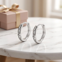 Anting Perak Sterling 925 EK615 untuk Wanita, Anting Cuff Keren dan Bergaya, Anting Hoop Minimalis Sederhana