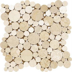 Mosaico de Mármol Natural con Burbujas Redondas en Beige o Marrón para Pisos de Baños y Revestimientos - Product Image 2
