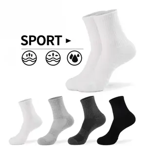 Men Best Solid Colorful Black Whit Gray Ankle Sport Sox Full Cushioned Cotton Running Athletic Socks