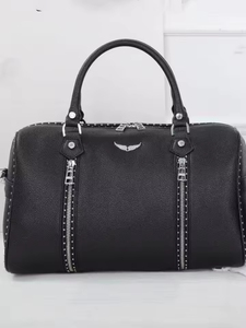 Wholesale Custom Modern Design Women's Cross-border Bag Black Lychee Grain Small PU Zipper Diamond-encrusted <b>Handbag</b> - Product Image 3