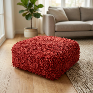 Pouf de sol en coton shaggy personnalisé, tapis rectangulaire moderne à motifs géométriques abstraits, antidérapant, pour salle de bain, mobile, vente en gros, OEM - Product Image 1