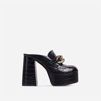 Mules à plateforme pour femmes, fabriquées sur mesure, à enfiler, sexy, à talons très hauts, décorées d'une chaîne métallique