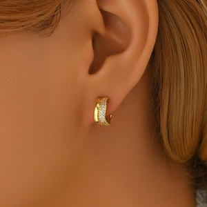 Charme Cuivre En Forme De Cercle C Design Boucles D'oreilles Avec Zircon Pierres Nouveau Style À La Mode Élégant Cadeau À La Mode - Product Image 2