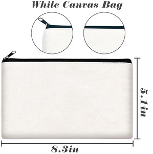 Regalos Logotipo personalizado Impreso Lona Cremallera Bolsa de maquillaje blanca Algodón de lujo Lona pequeña Bolsa de maquillaje Bolsa de cosméticos de viaje Bolsa de lápiz - Product Image 2