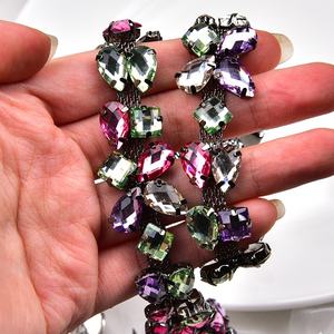 Cadena de encaje de Metal con diamantes de imitación de resina de colores, accesorios artesanales para vestido, fiesta, zapatos, bolsas, Collar de ropa - Product Image 5