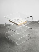 Table basse en acrylique transparent en forme de S et table d'appoint bibliothèque pour salon, mobilier de style européen moderne et minimaliste