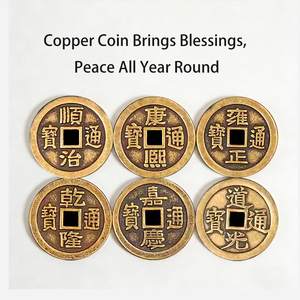 Set di 6 Nodi Cinesi Rossi FENG SHUI, Set di 6 Monete Antiche Portafortuna, Protezione e Prosperità, Decorazione per Casa e Auto - Product Image 3