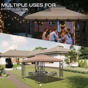 Couvercle supérieur de gazebo kaki imperméable et écologique à deux niveaux pour le barbecue extérieur et l'<span class=keywords><strong>abri</strong></span> du grill dans le <span class=keywords><strong>jardin</strong></span> de l'arrière-cour. - Product Image 2